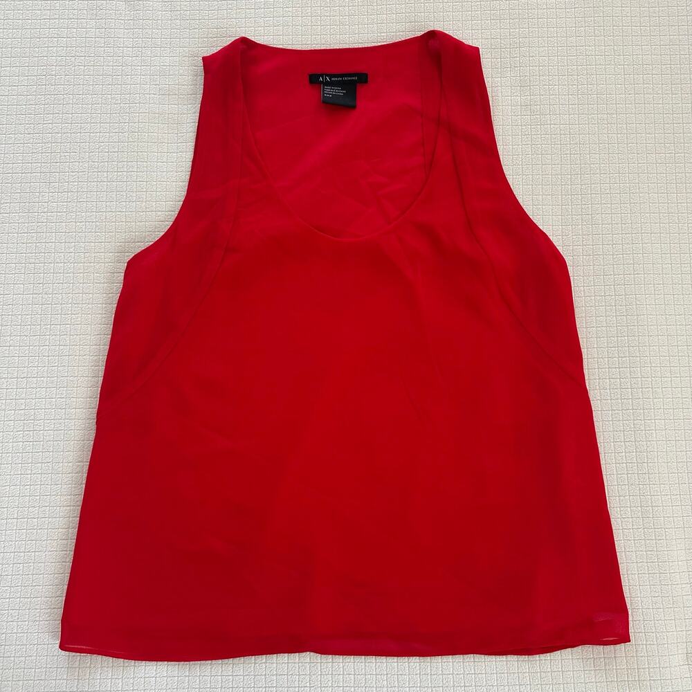 Armani Exchange AX True Red Flowy Scoop Neck Tank Minimalist 90s Size S